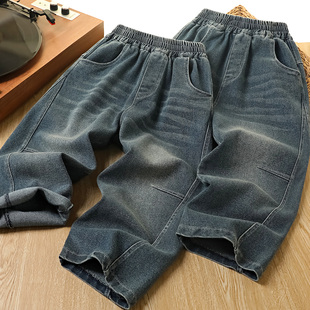 男童牛仔裤春秋2026新款裤子儿童直筒休闲长裤中大童帅气弯刀裤潮