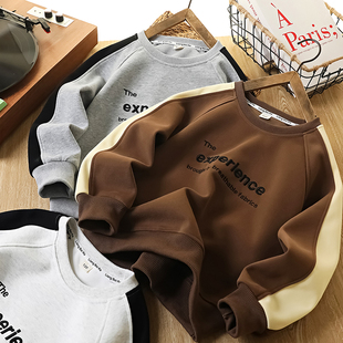 男童圆领卫衣春秋2025新款儿童刺绣洋气长袖中大童酷帅时髦上衣潮