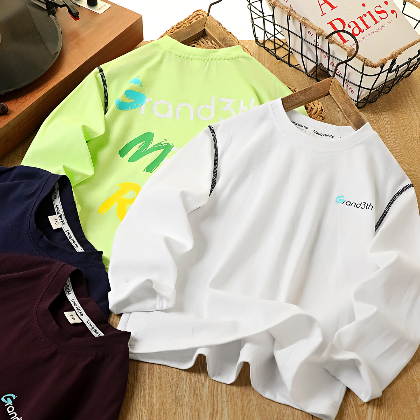 男童纯棉长袖T恤2026春秋新款儿童洋气印花上衣中大童透气打底衫