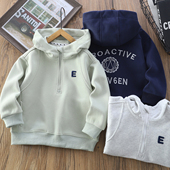 中大童时髦休闲上衣 儿童半拉链洋气长袖 男童连帽卫衣春装 2026新款