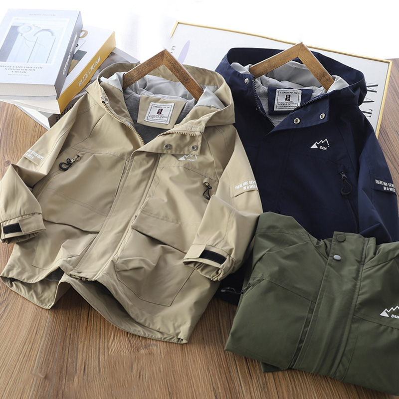 男童冲锋衣春秋2025新款连帽外套