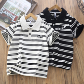 polo衫 夏季 2025新款 男童短袖 儿童条纹洋气T恤中大童帅气半袖 上衣