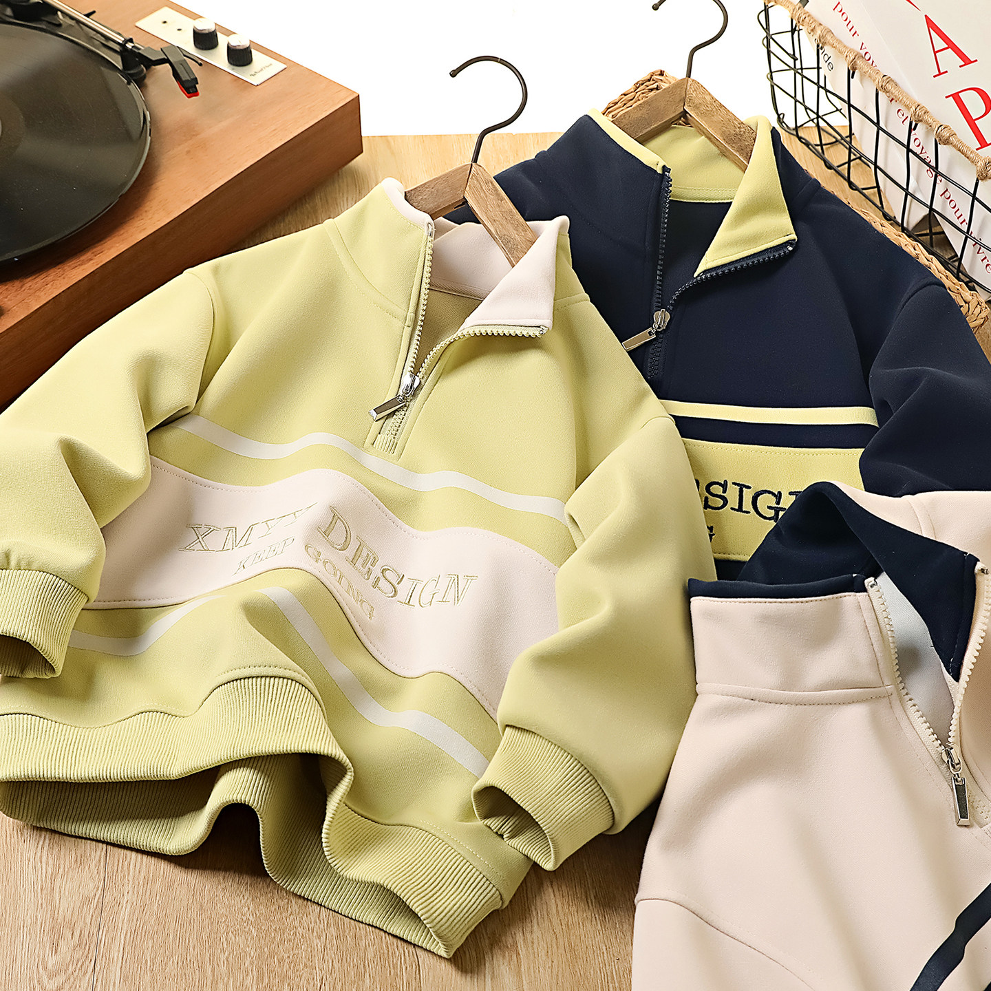 男童半拉链卫衣春秋2026新款儿童立领时髦上衣中大童洋气百搭长袖