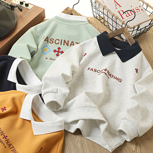 男童翻领卫衣春秋2026新款儿童洋气polo衫上衣中大童时髦长袖衣服