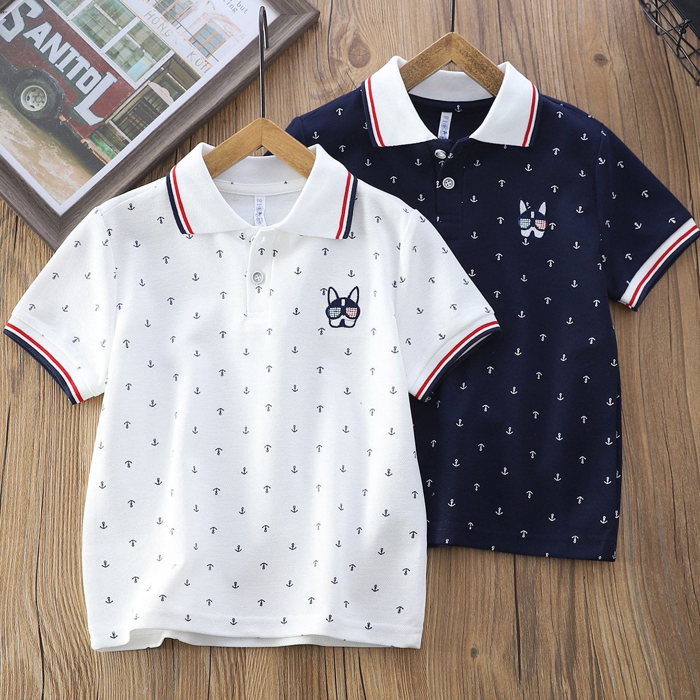 男童短袖polo衫夏季2026新款儿童薄款时髦T恤中大童翻领休闲上衣