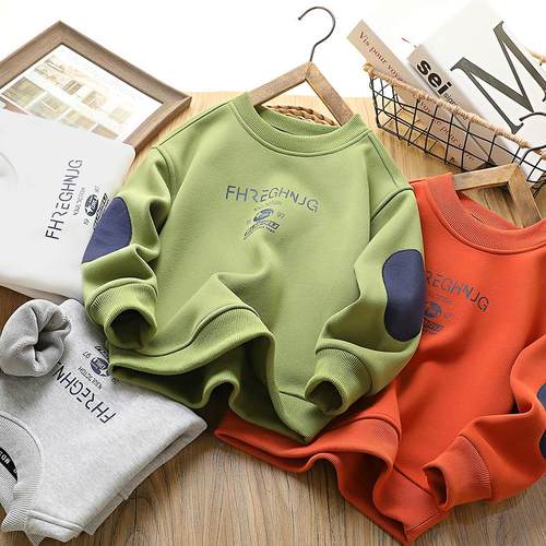 男童加绒圆领卫衣秋冬2025新款