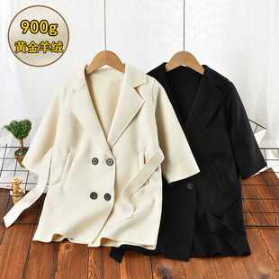 女童双面呢大衣春秋冬装2024新款中长款呢子儿童毛呢外套中大童潮