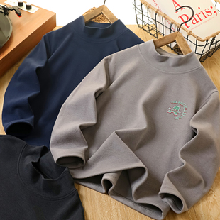 男童秋冬装打底衫2025新款儿童德绒保暖内搭上衣中大童半高领长袖