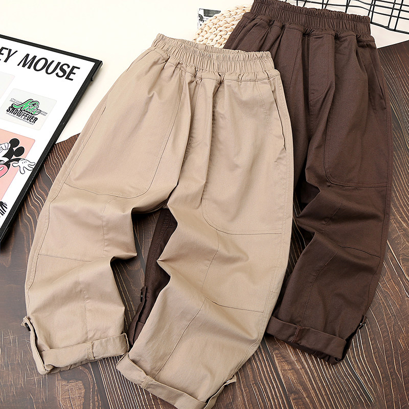 男童纯棉裤子春秋2025新款工装裤儿童帅气长裤中大童休闲运动裤潮