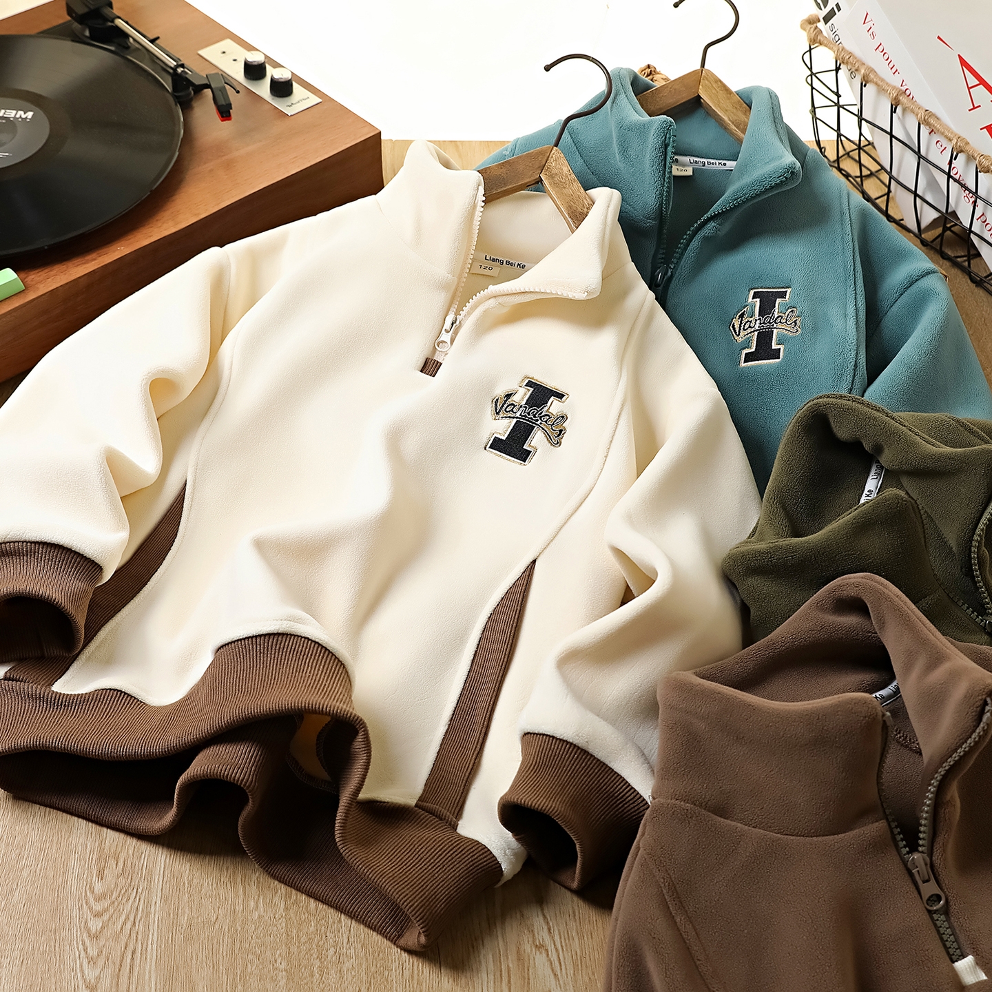 男童半拉链加绒卫衣秋冬2025新款