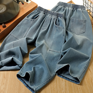 男童裤子春秋2026新款长裤儿童时髦帅气牛仔裤中大童百搭弯刀裤潮