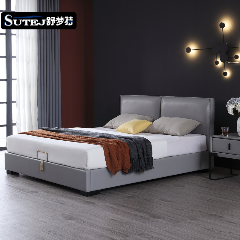 北欧小户型储物软包简约现代皮床