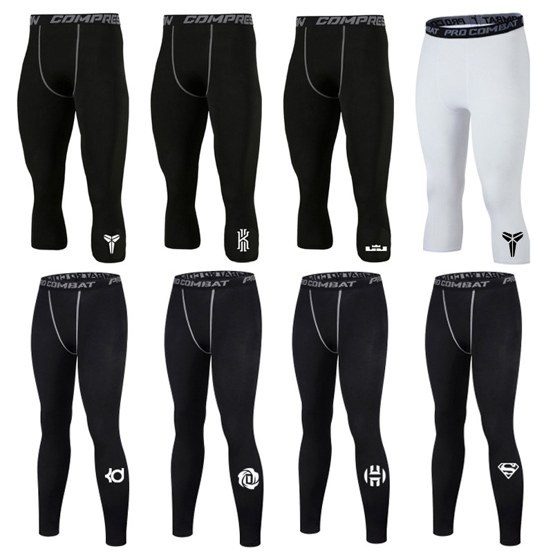 加绒保暖篮球打底运动七分紧身裤冬高弹力健身训练跑步速干长裤男