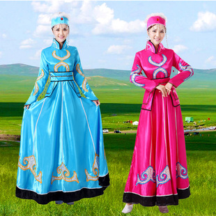 蒙古族演出服装女蒙古舞蹈服广场舞秧歌服蒙古袍少数民族舞蹈服装