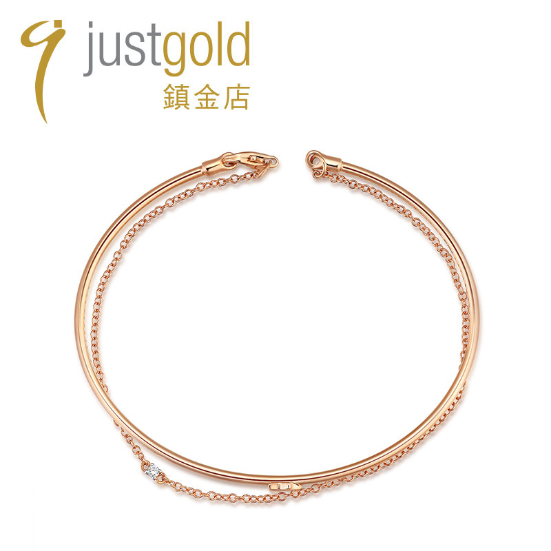 justgold镇金店Avidity4分钻石18K玫瑰色黄金手镯手链7120232R