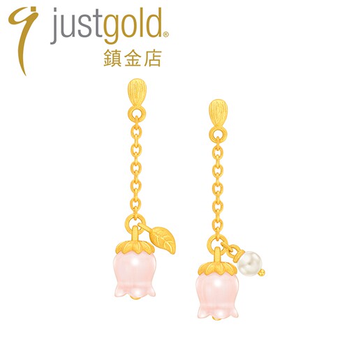 justgold镇金店幽谷铃兰黄金足金耳钉耳环耳钩（含耳堵）1322961Y