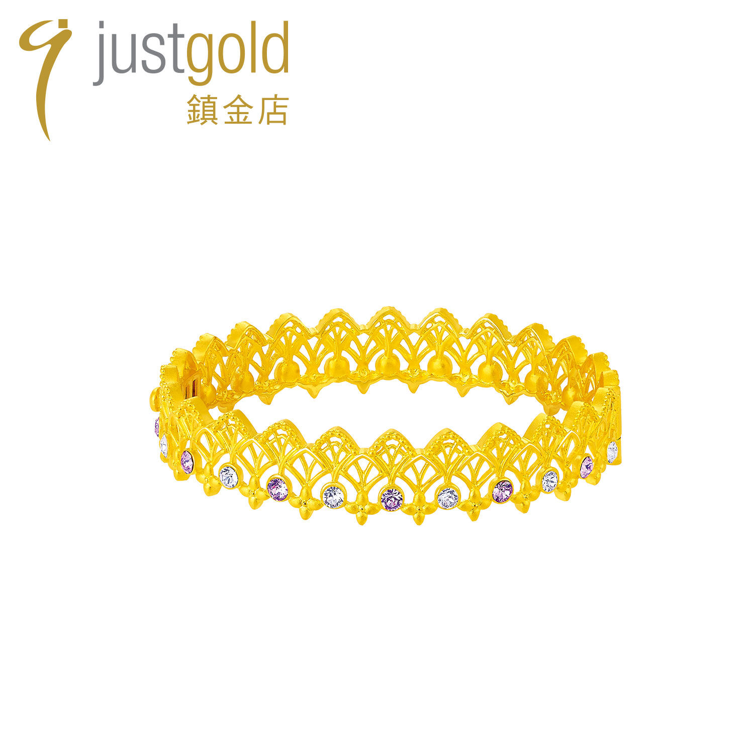 justgold镇金店35周年款隽艺黄金足金手链手镯1109061Y
