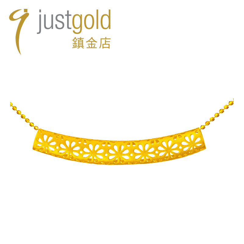 justgold镇金店花火绽放黄金足金吊坠1526651Y