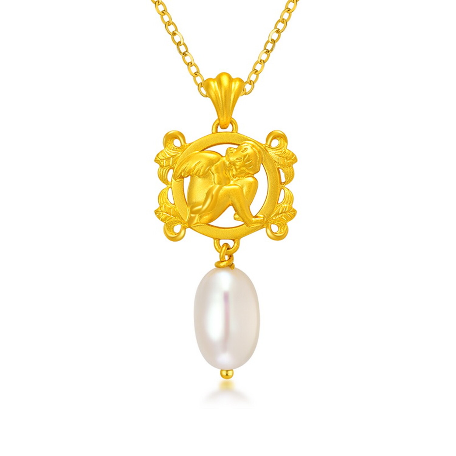 justgold镇金店天使之恋黄金足金吊坠1530711Y