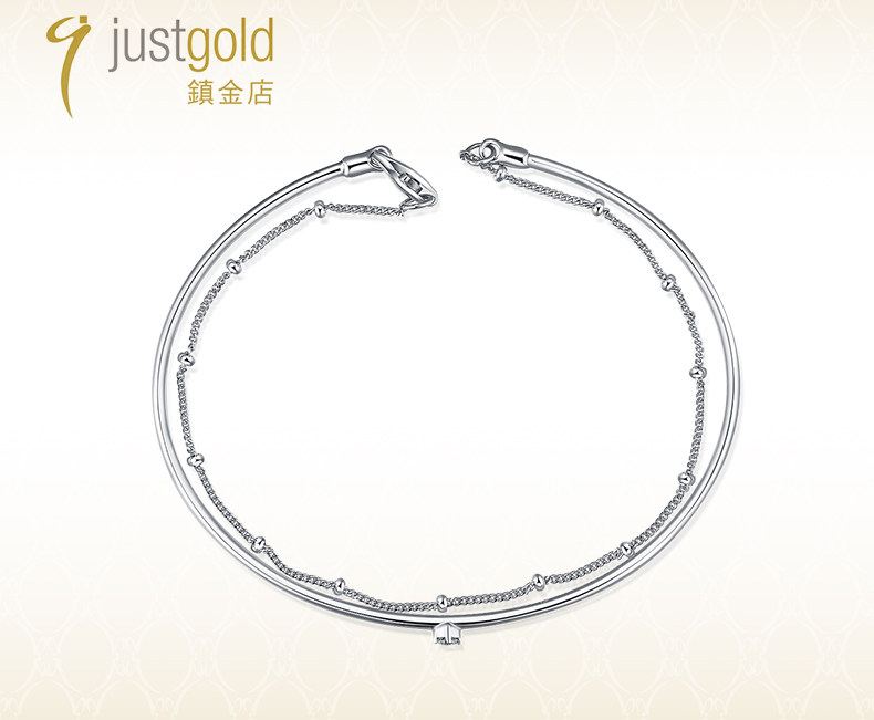 justgold镇金店Solitery18K金5分钻石双圈手镯手链简约7120212W