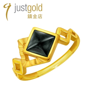 justgold镇金店几何魅力黄金足金戒指1728031Y