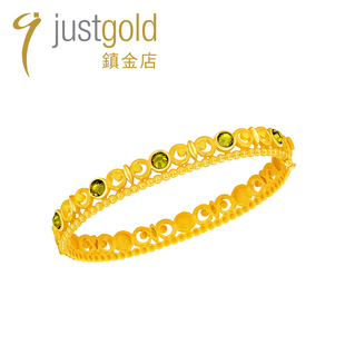 justgold镇金店冠冕皇冠黄金足金手镯手链1103801Y
