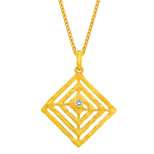 justgold镇金店智慧光芒黄金足金吊坠1525781Y