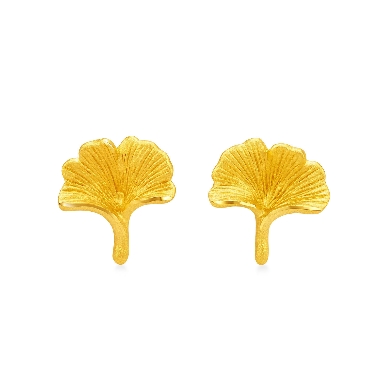justgold镇金店银杏黄金足金耳钉耳环(含耳堵)1304901Y