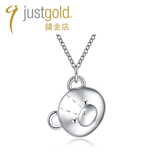 justgold鎮金店可爱大头熊925银吊坠 简约大方时尚个性3509794W