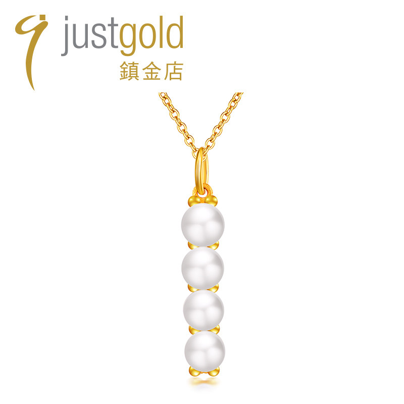 justgold镇金店凝露黄金足金珍珠吊坠1524981Y