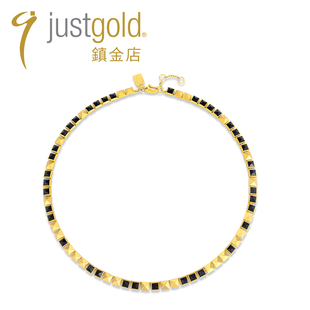 JustGold镇金店摇滚黄金足金项链套链个性 简约气质1417541Y 时尚