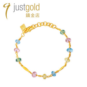 justgold镇金店葡萄乐樱桃乐足金黄金手链手镯时尚个性1216951Y
