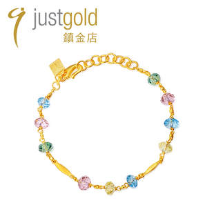 justgold镇金店葡萄乐樱桃乐足金黄金手链手镯时尚 1216951Y 个性