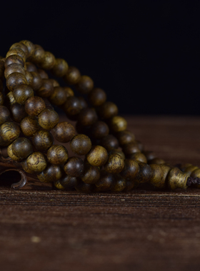 【纹理细腻】9分沉越南芽庄绿奇楠16.41克多圈7*108颗沉香手串