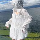 重工立体花朵刺绣防晒连帽衬衫 宽松休闲风衬衣上衣 女2025夏季 新款