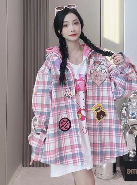 慵懒风复古磨毛格子衬衫外套