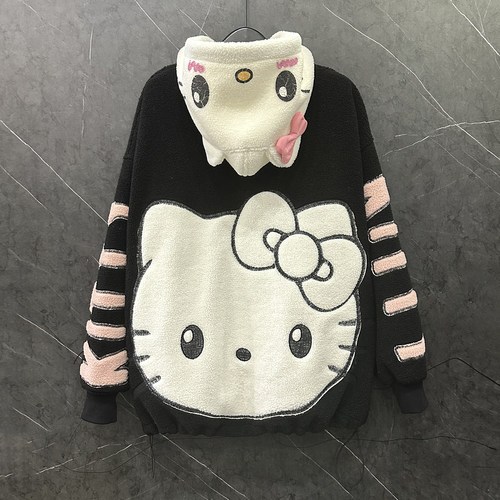 甜美风Kitty猫连帽卫衣外套女