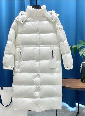 宋玉xi同款白色羽绒服大衣外套新款羽皇长款亮光连帽男女连帽保暖