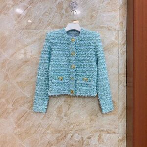 李老板的三宝贝蓝色小香风短外套