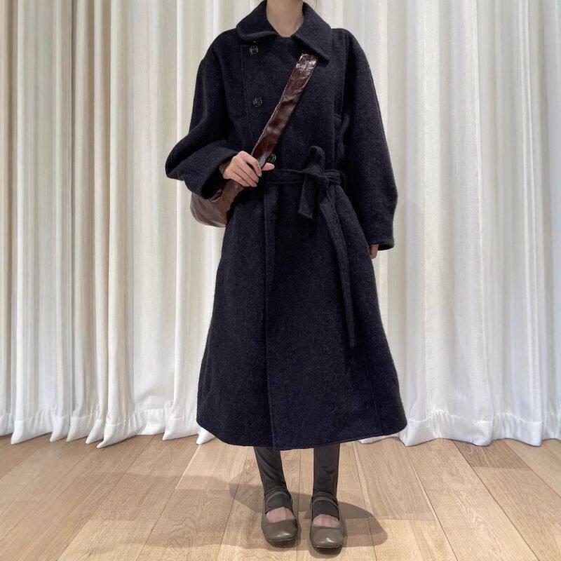 我是香秀同款黑色大衣羊毛毛呢女