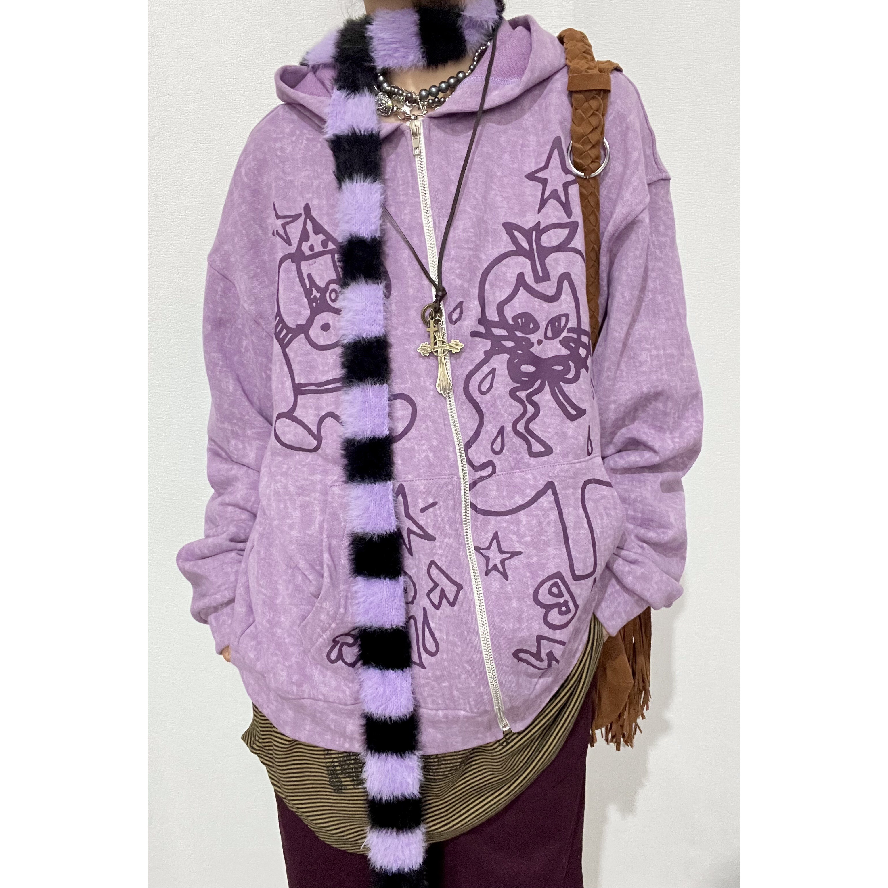 半童【喵狗派对】亚萌感y2k原创设计紫罗兰斑驳退洗手绘插画卫衣