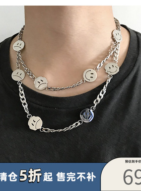 Daredreamin|LURS 设计国潮笑脸项链潮人情侣男女同款嘻哈 钛钢