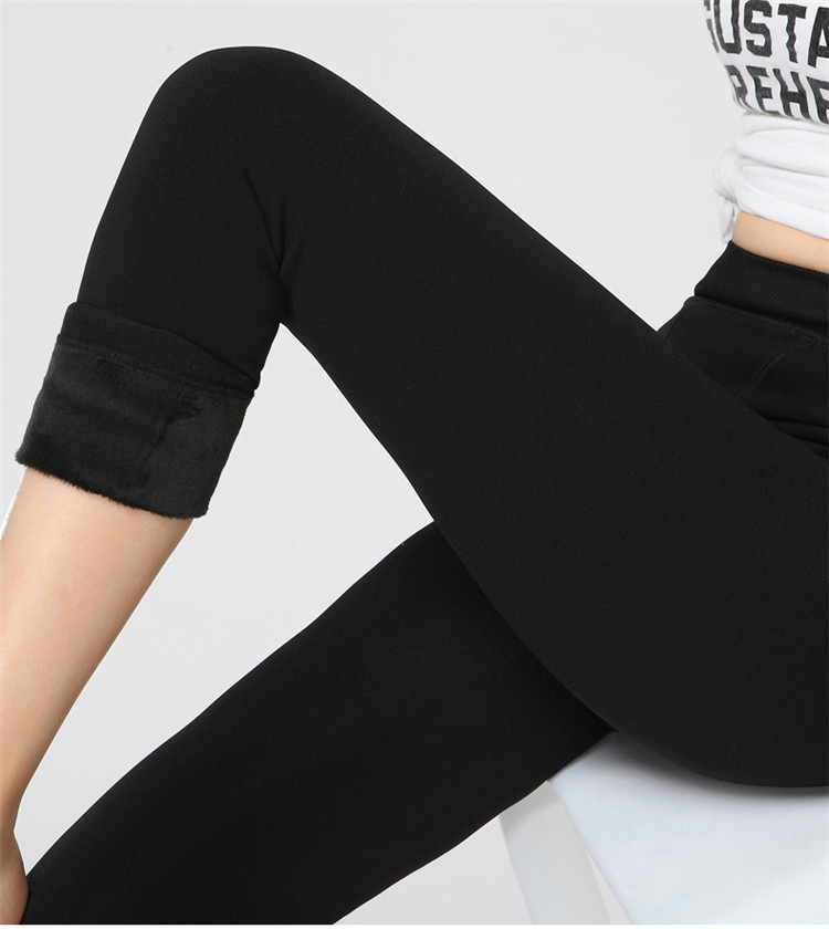 350g extra thick nylon Leggings black women's autumn and winter high waist thermal Leggings without pilling large size