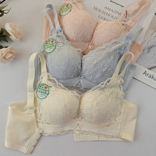 佳妮拉丝文胸小胸显大无钢圈性感聚拢上托收副乳防下垂AB杯厚款