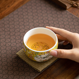 尚程高档珐琅彩瓷茶杯羊脂玉陶瓷茶具品茗杯主人杯罗汉杯家用功夫