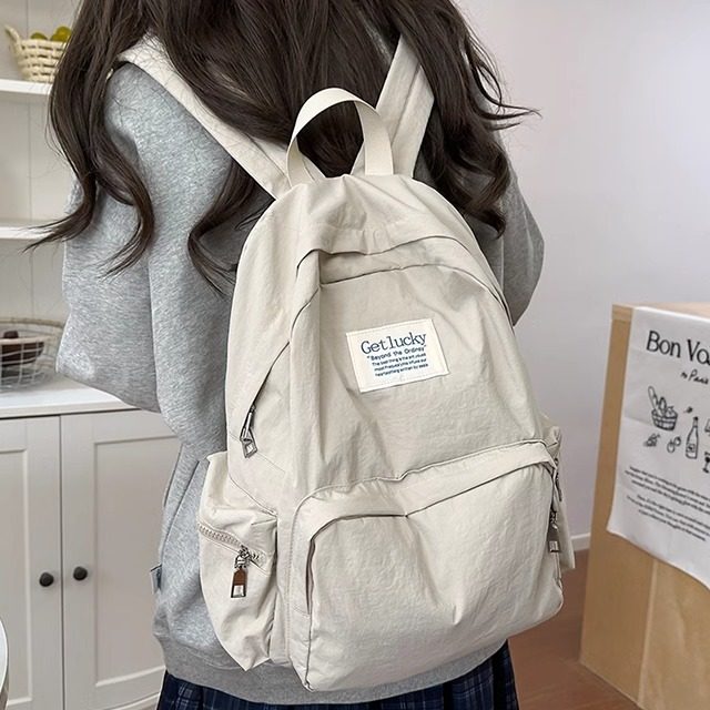 双肩包女经典纯色高中生大容量大学生校园简约背包休闲百搭书,箱包皮具/热销女包/男包,双肩背包,淘宝优惠券,粉丝福利购,淘宝优惠卷