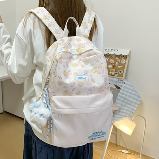 高颜值卡通印花双肩包女初高中学小众学院风书包轻便旅游时尚 背包