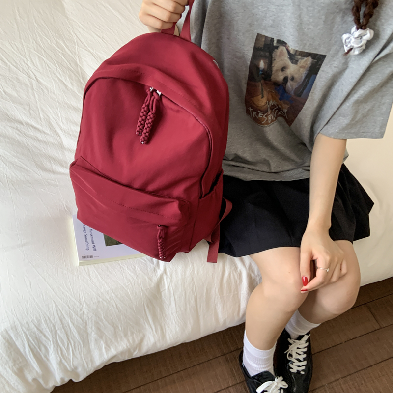 百搭休闲简约纯色旅行双肩包
