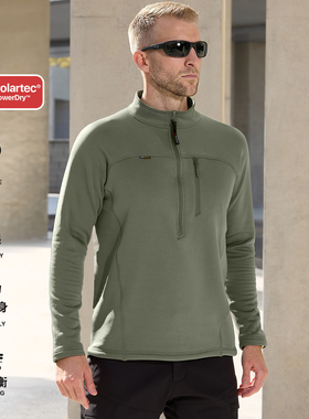 51783明戚Polartec保暖抓绒衣男立领半拉链透气轻量套头秋冬上衣