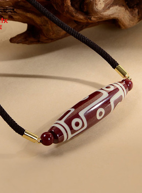 朱砂九眼天珠设计款项链财富圆满祈福挂饰